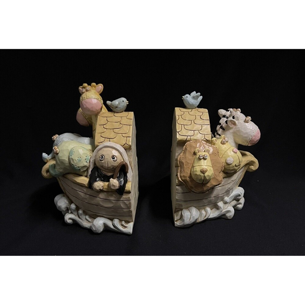 Noah’s Ark Bookends Set Religious Animals Home Decor Renewing Faith 7.25" IOB - Picture 2 of 12